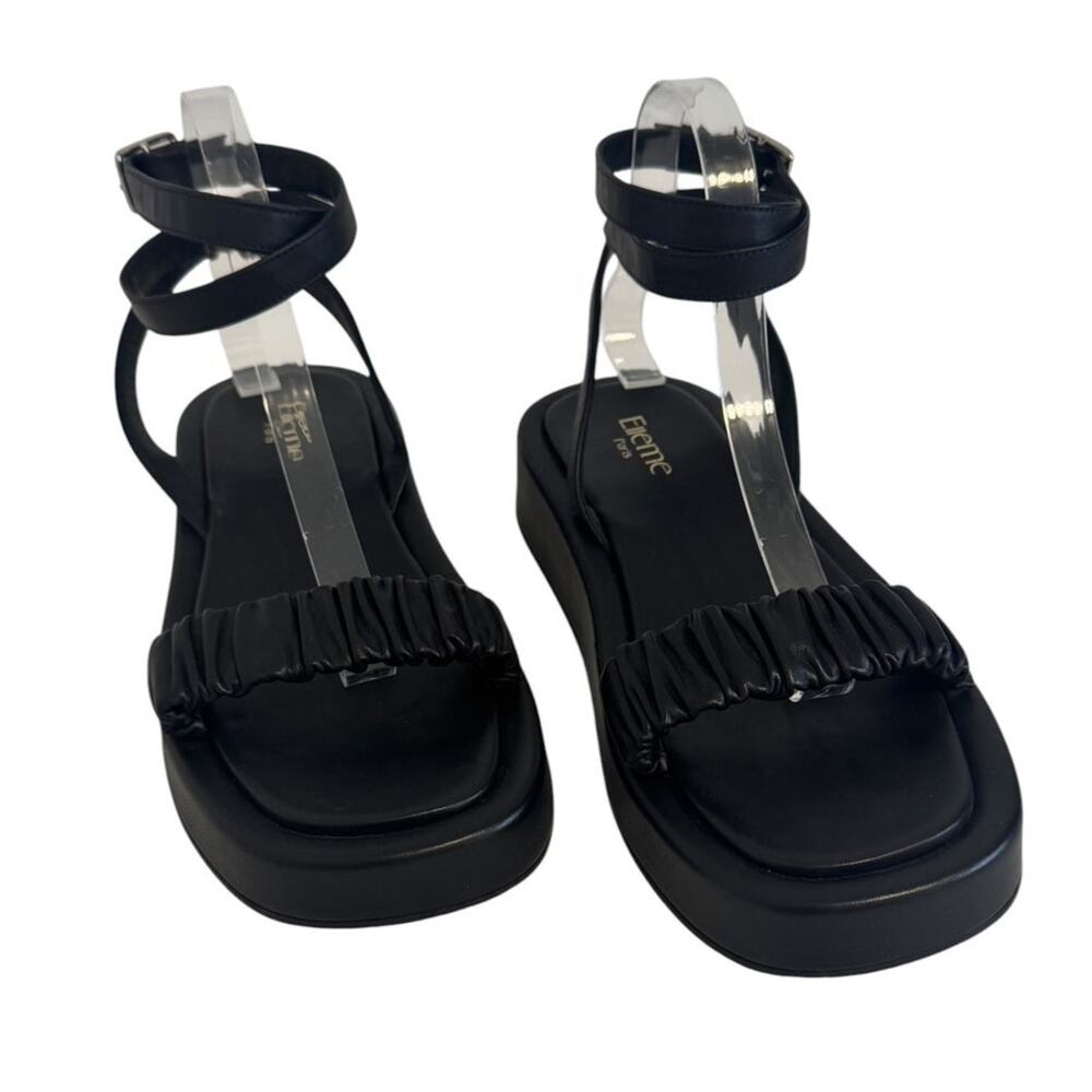 Elleme Black Platform Strappy Ankle Wrap Sandals Size 40 Leather